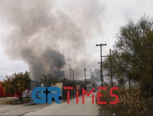Selanik’e bağlı Kalochori’de bir nakliye şirketinin deposunda yangın çıktı