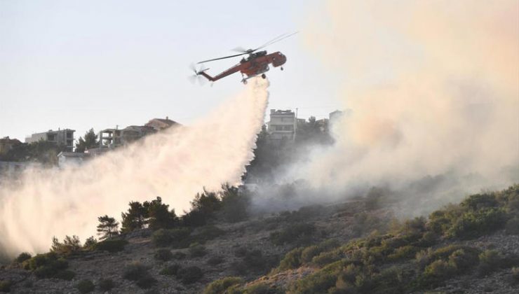 Atina’nın Markopoulo Oropos Bölgesi’nde Orman Yangını